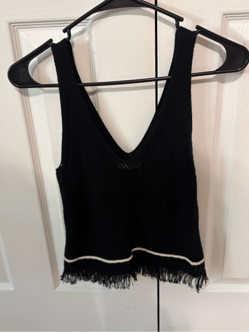 Rant Brook size xxs Black Fringed Knit Tank Top - Women